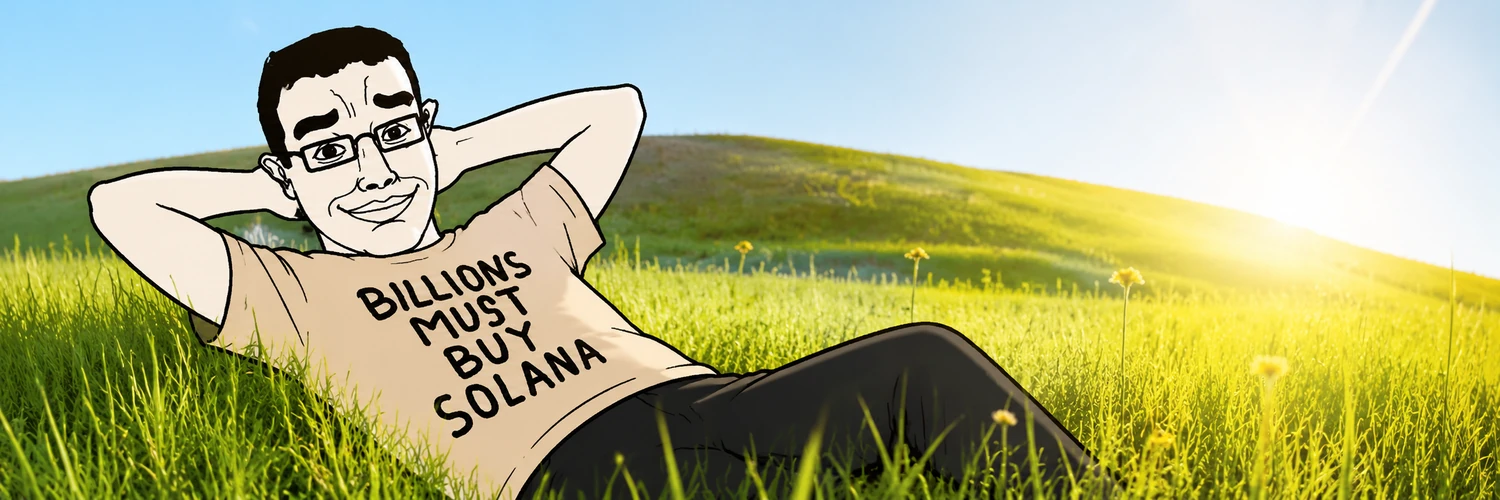 Billions Must Buy Solana character lying in a sunny field
